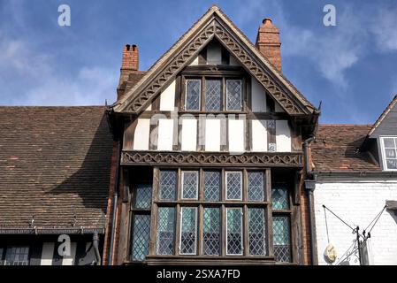 Architettura Stratford Upon Avon all'edificio in stile Tudor Henley Room in Henley Street. Un'ex casa del college. Inghilterra, Regno Unito Foto Stock