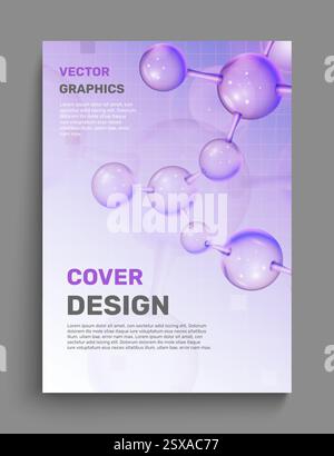 Molecola chimica. Ricerca scientifica. Design striscioni per esperimenti in laboratorio di chimica. Connessione delle sfere Atom. Modello di formula molecolare. Laboratorio scientifico. Formazione in chimica o medicina. Sfondo vettoriale Illustrazione Vettoriale