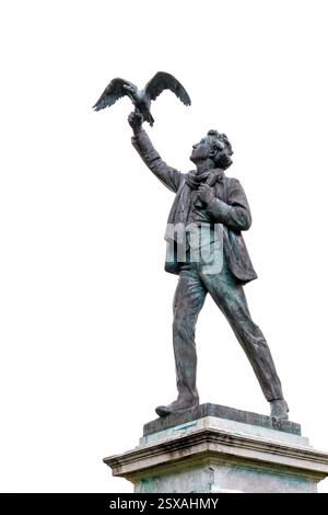 Statua del poeta fiammingo Albrecht Rodenbach, Roselare, Fiandre occidentali, Belgio Foto Stock