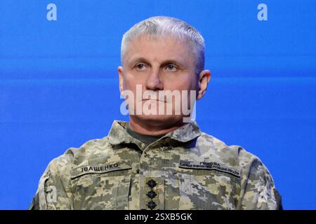 Kiev, Ucraina. 23 febbraio 2025. Il capo del servizio di intelligence estera Oleh Ivashchenko partecipa all'Ucraina. Anno 2025' forum il 23 febbraio 2025 a Kiev, Ucraina. Credito: SOPA Images Limited/Alamy Live News Foto Stock