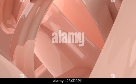 Elegante sfondo astratto 3D con curve fluide lucide tonalità rosa pastello tenui, grafica digitale, estetica fluida e minimale, progetti di design prendono il sopravvento Foto Stock