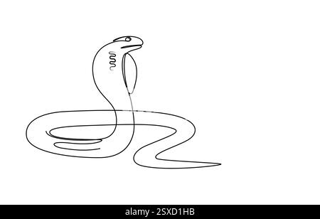 Serpente in una linea continua. Disegno di una linea Illustrazione Vettoriale