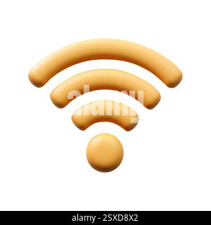 Segnale wifi 3d realistico con finitura opaca su sfondo bianco Illustrazione Vettoriale