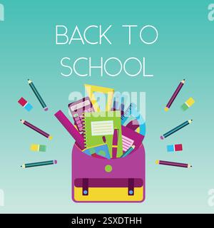 Poster Back to School luminoso e colorato Illustrazione Vettoriale