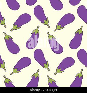 Verdure salutari per la nutrizione vegetariana, modello senza cuciture con melanzane. Illustrazione vettoriale Illustrazione Vettoriale