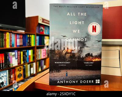 Leopoli, Ucraina - 20 febbraio 2025: Copertina di un libro con All the Light We Cannot SEE di Anthony Doerr Foto Stock