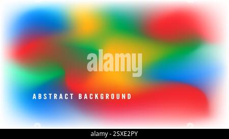 Sfondo vettoriale astratto con gradiente morbido e fluido nei colori rosso, verde, blu e giallo. Adatto per design moderni, poster, arte digitale e cr Illustrazione Vettoriale
