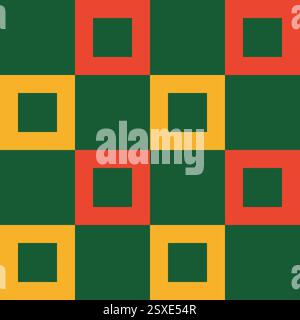 Griglia lineare a scacchi senza cuciture per Natale, Natale e felice anno nuovo. Quadrati con colori festivi e design geometrico. Sfondo vettoriale delle vacanze Illustrazione Vettoriale