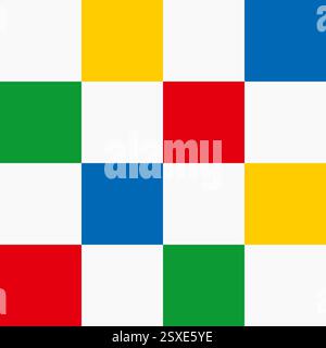 Vivace e colorato motivo a scacchi senza cuciture. Forma quadrata, a blocco, a piastrelle, rettangolare e quadrante in stile Memphis. Wallpape geometrica per il design vettoriale Illustrazione Vettoriale