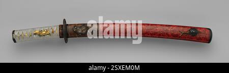 Lama e montaggio per una spada corta (Wakizashi), giapponese, lama del XVII secolo con montaggio del XIX secolo. Un wakizashi è una spada corta spesso indossata accanto a una katana. Foto Stock