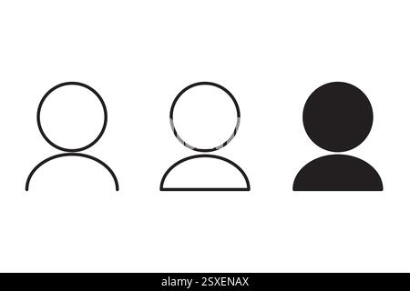 Icone del profilo utente. Forme di persona minime. Silhouette semplici in avatar. Simbolo di raggruppamento vettoriale. Illustrazione Vettoriale