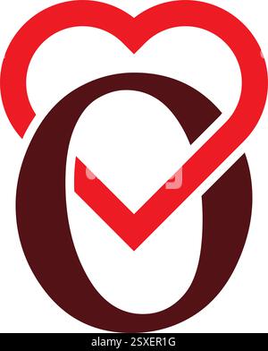 Logo Love Inspired Letter O. Illustrazione Vettoriale