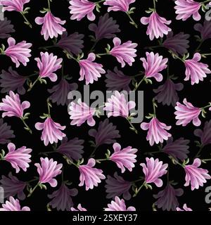 Motivo senza cuciture con rami di fiori magnolia rosa. realistico motivo floreale ad acquerello su sfondo bianco per il tuo design, sfondi su desktop, rivestimento Foto Stock