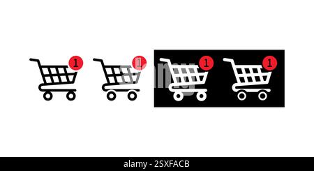 Serie di icone del carrello con bolle di notifica numerate Illustrazione Vettoriale