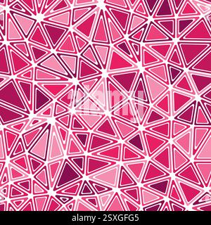 Sfondo con ripetizione triangolare. Forme solide arrotondate nei telai. Triangoli medi. Stile colorato monotono. Modello ripetibile. Illustrazione Vettoriale