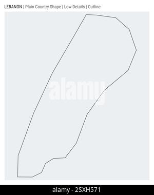 Mappa della pianura del Libano. Dettagli bassi. Stile contorno. La forma del Libano. Illustrazione vettoriale. Illustrazione Vettoriale