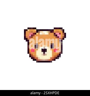 Icona orso pixel. Logo orso in stile pixel anni '80, '90 Pixel Bear per giochi, siti Web, animazioni. icona animale a 8 bit. Icona Vector vintage retro Bear. Illustrazione Vettoriale