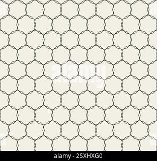 Motivo geometrico nero senza cuciture con forme ottagonali. Design ripetuto per sfondo e texture Illustrazione Vettoriale