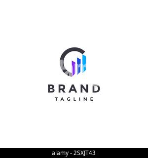 Lettera iniziale G barra grafica Logo Design. Grafico del profitto: Creazione di un logo. Illustrazione Vettoriale
