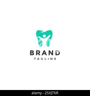 Design semplice con logo Joy Dental silhouette. JOY People silhouette Inside Teeth Logo Design. Illustrazione Vettoriale