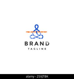 Design del logo Balance Stick Person Lines. Profilo profilo profilo profilo profilo profilo profilo profilo profilo profilo profilo con bastoncino bilanciato. Illustrazione Vettoriale