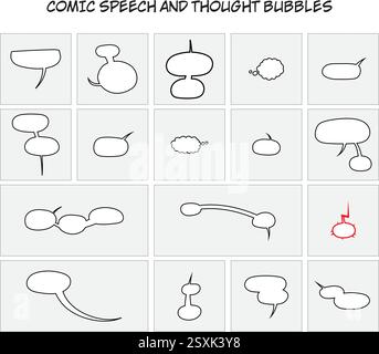 Discorsi comici e bolle di pensiero Illustrazione Vettoriale