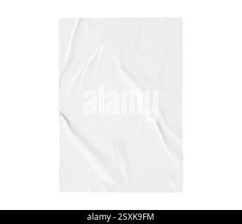 Bianco bianco bianco, con trama increspata e sgualcita, isolato su sfondo bianco Foto Stock