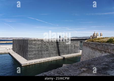 MuCEM, Museo delle civiltà europee e mediterranee, architetto Rudy Ricciotti, Marsiglia, Francia, Europa Foto Stock