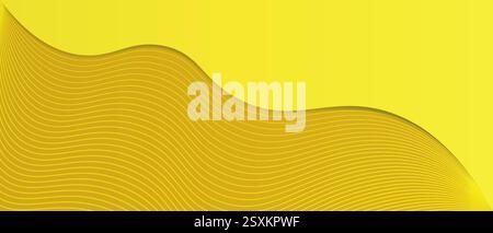 illustrazione del vettore d'onda astratta vibrante e dinamica onda gialla uniforme sfondo giallo pieno Illustrazione Vettoriale