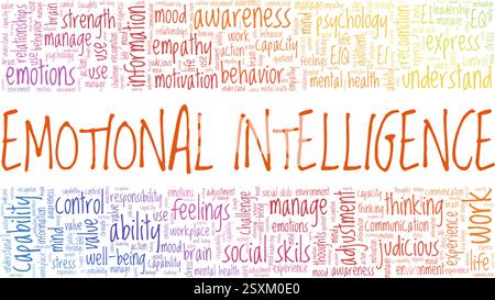 Immagine vettoriale Emotional Intelligence Word cloud isolata su sfondo bianco. Illustrazione Vettoriale