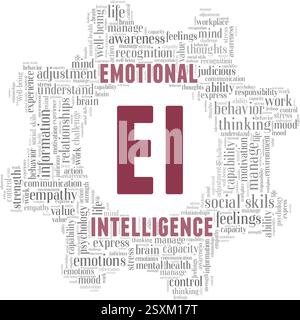 Immagine vettoriale Emotional Intelligence Word cloud isolata su sfondo bianco. Illustrazione Vettoriale