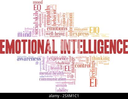 Immagine vettoriale Emotional Intelligence Word cloud isolata su sfondo bianco. Illustrazione Vettoriale