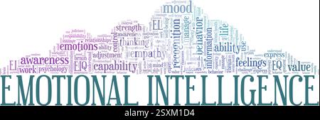 Immagine vettoriale Emotional Intelligence Word cloud isolata su sfondo bianco. Illustrazione Vettoriale