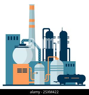 Zona industriale. Edifici di fabbrica. Illustrazione con design piatto Illustrazione Vettoriale