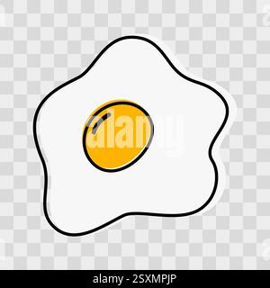 Uovo fritto a mano libera tratto scuro e riempimento non da solo contorno icona del doodle elemento di design Egg Day. Poster con illustrazione di Vector isolata, scheda menu o materiale promozionale Web, prezzo, etichette Illustrazione Vettoriale