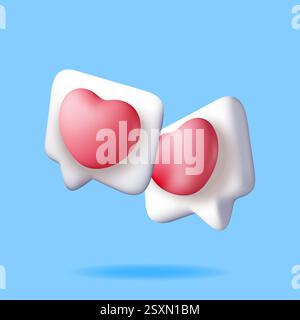 Icona 3D con cuore isolato Illustrazione Vettoriale