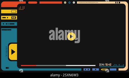 Interfaccia video interfaccia utente retrofuturistica Illustrazione Vettoriale