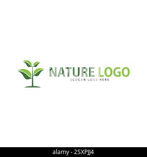 Design con logo a foglia verde. Logo Nature Growth Leaf Vector Illustrazione Vettoriale