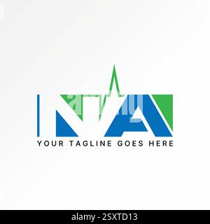Design del logo concept grafico creativo immagine vettoriale premium top sell font NA iniziale frequenza spazio negativo salute impulso tech set monogramma marchio Illustrazione Vettoriale