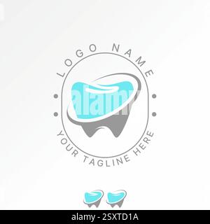 Design del logo concetto grafico creativo premium immagine vettoriale stock top sell medico dente foglia natura sorriso taglio Swoosh icona denti sbiancamento brillante Illustrazione Vettoriale