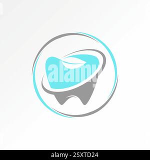 Design del logo concept grafico creativo immagine vettoriale premium top sell dentale medico dente foglia natura sorriso taglio Swoosh icona denti sbiancamento brillante Illustrazione Vettoriale