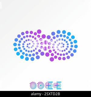 Design del logo concept grafico creativo immagine vettoriale di alta qualità top sell rotazione cerchio a spirale punto da piccolo a grande spettro illusione geometrica twist art Illustrazione Vettoriale
