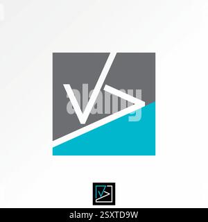 Design del logo concept grafico creativo immagine vettoriale premium stock top sell linea di font VV K KV iniziale vista ribaltabile su monogramma quadrato typo media tech brand Illustrazione Vettoriale