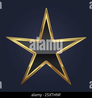 Tre realistiche stelle dorate metalliche su sfondo marrone sfumato. E con l'illustrazione bokeh Vector. Illustrazione Vettoriale