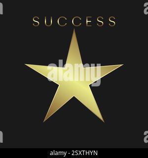 Tre realistiche stelle dorate metalliche su sfondo marrone sfumato. E con l'illustrazione bokeh Vector. Illustrazione Vettoriale