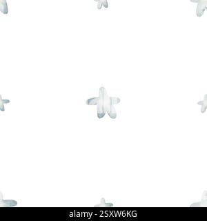 Stelle blu acqua piovana motivo acquerello. Stampa mare senza interruzioni. Illustrazione in stile pirata disegnata a mano su sfondo bianco per design tessile, tessuto Foto Stock