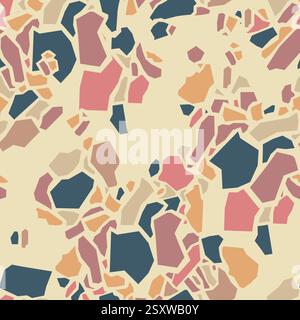 Imitazione del terrazzo con motivo senza cuciture. Realistica consistenza in marmo con frammenti di pietra. Pavimento colorato. Illustrazione del vettore astratto. Illustrazione Vettoriale