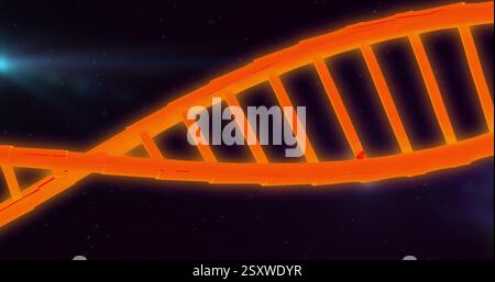 Immagine del filamento di dna arancione su sfondo scuro Foto Stock