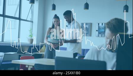 Immagine di un diagramma che illustra le diverse persone aziendali che parlano in ufficio Foto Stock