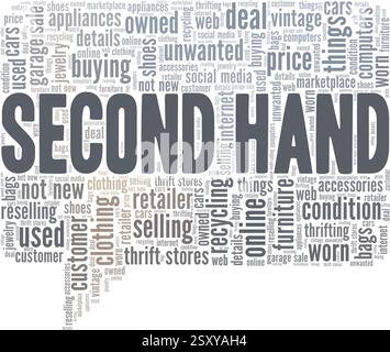 Immagine vettoriale di seconda mano, parola cloud isolata su sfondo bianco. Illustrazione Vettoriale